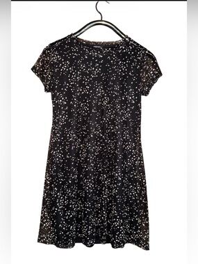 Originality Black and White Dot Swing Dress - Casual Short Sleeve